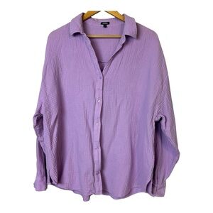 Express Lavender Boyfriend Portofino Gauze Cotton Button Down Shirt  XL